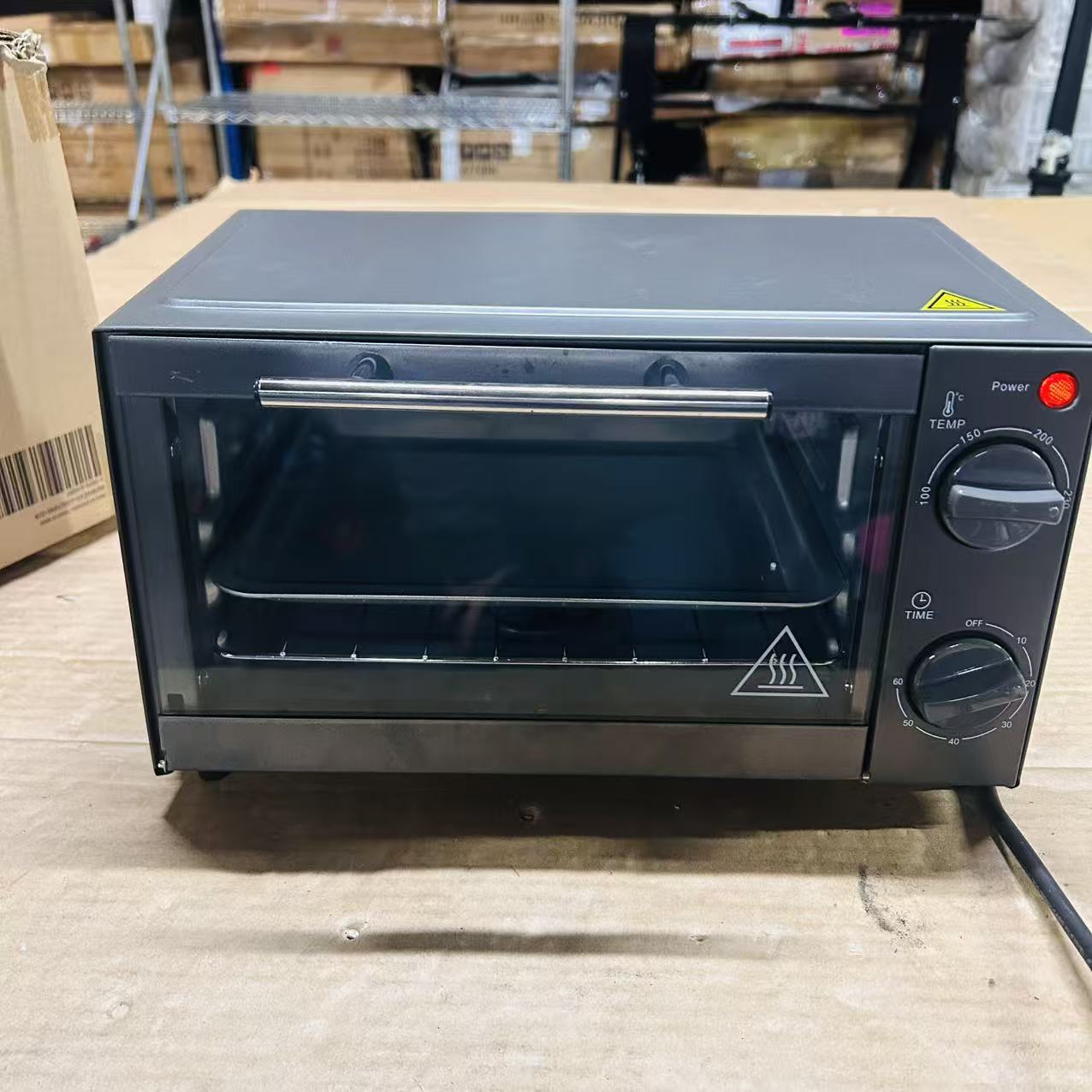 Mini Oven, 9L Countertop Electric Grill, Toaster Oven with Adjustable Temperature, Timer, Dishwasher Safe Baking Tray and Wire Rack, 750W, Grey