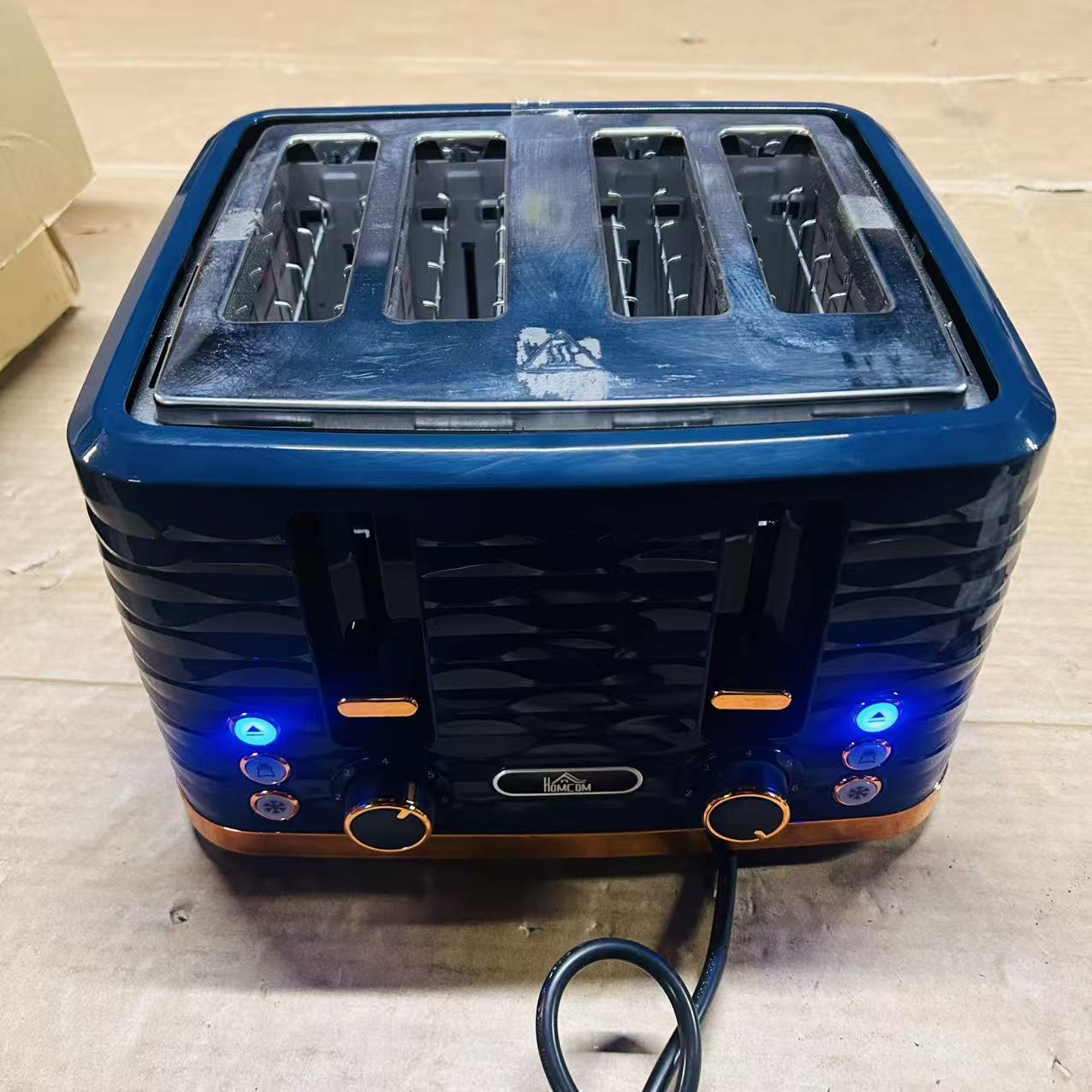 4 Slice Toaster, Kettle and Toaster Set with 7 Browning Controls and Crumb Tray, Blue