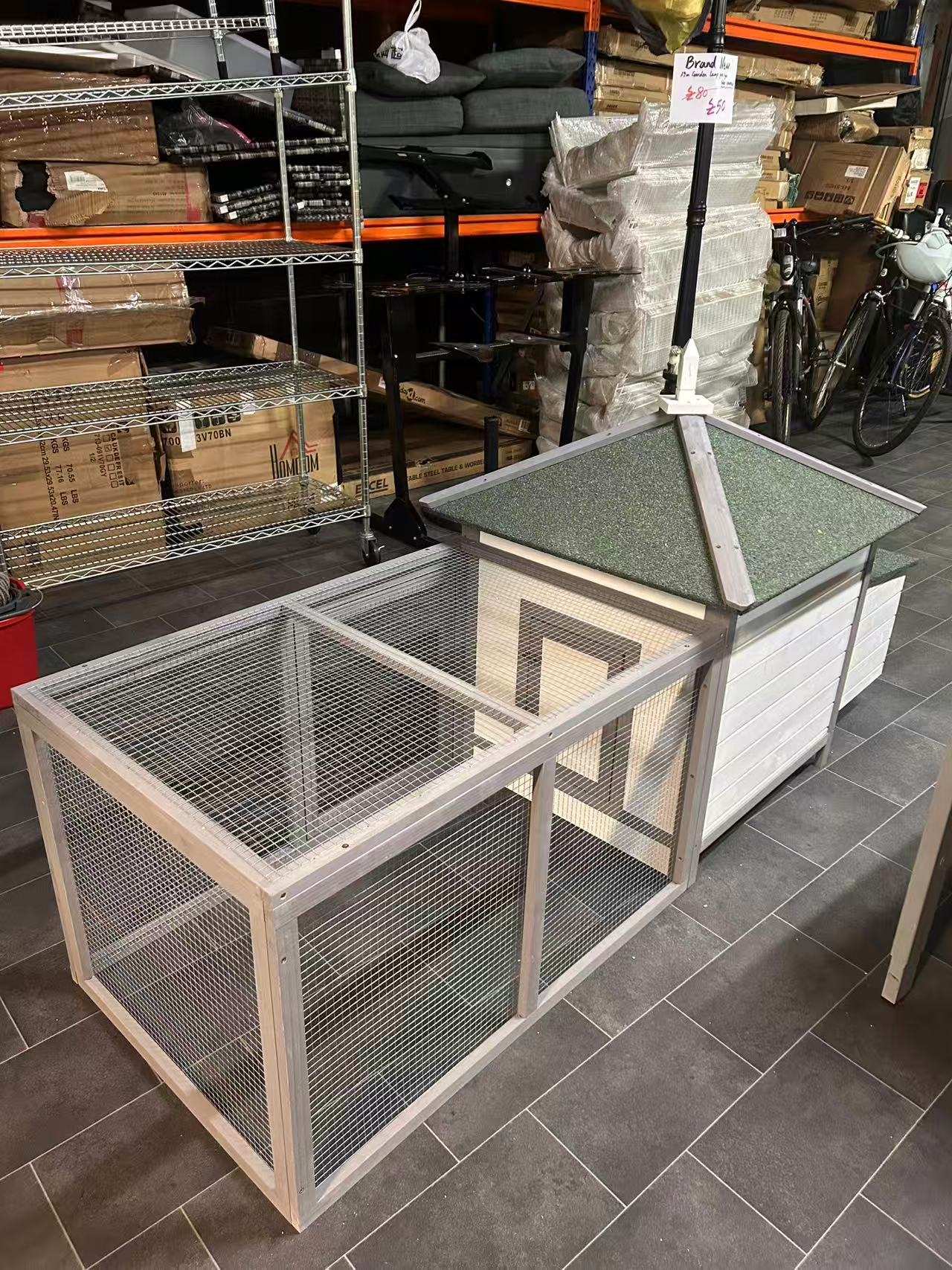 Chicken Coop Small Animal Pet Cage w/ Nesting Box Outdoor Run Backyard Wooden
