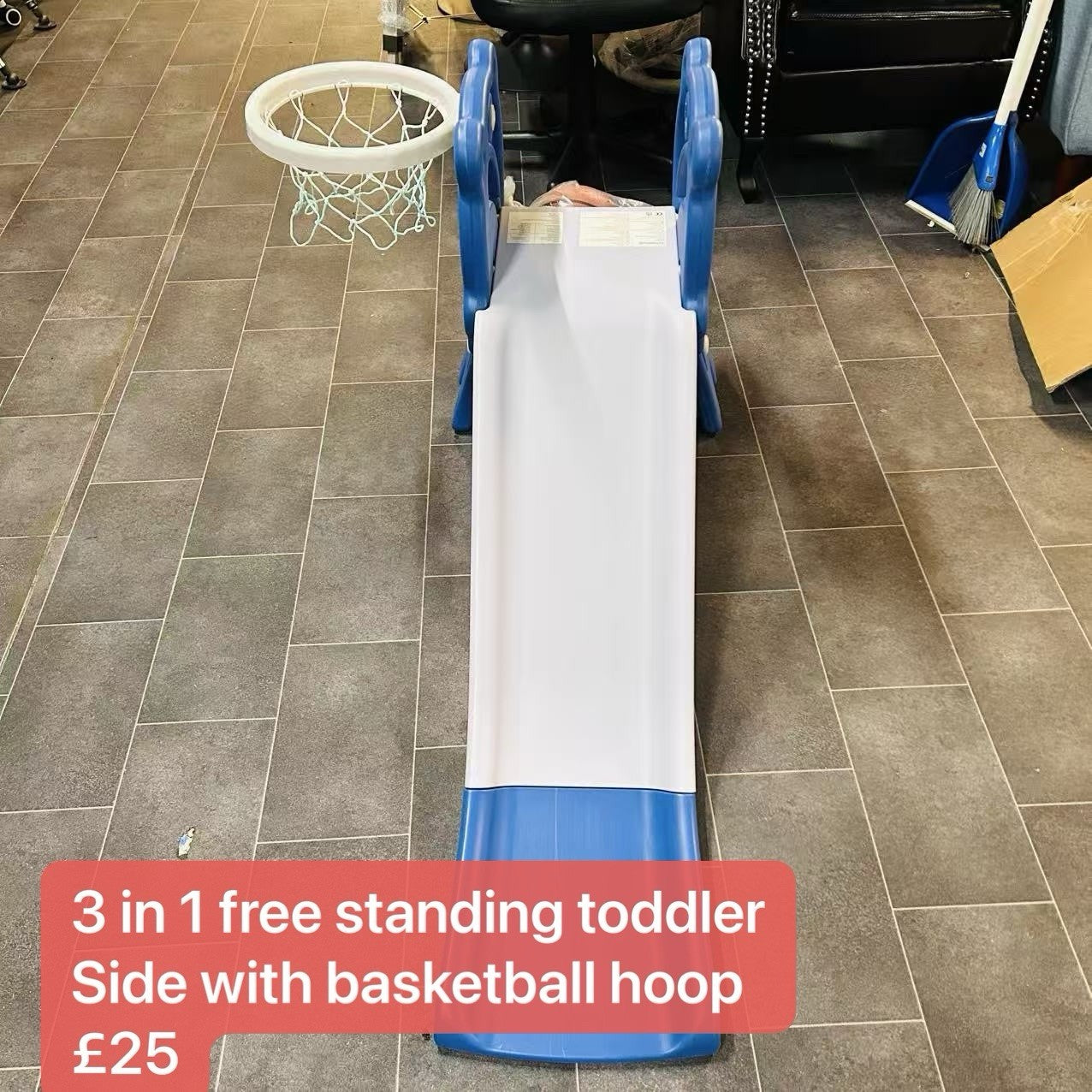 3-in-1 Toddler Slide with Basketball Hoop