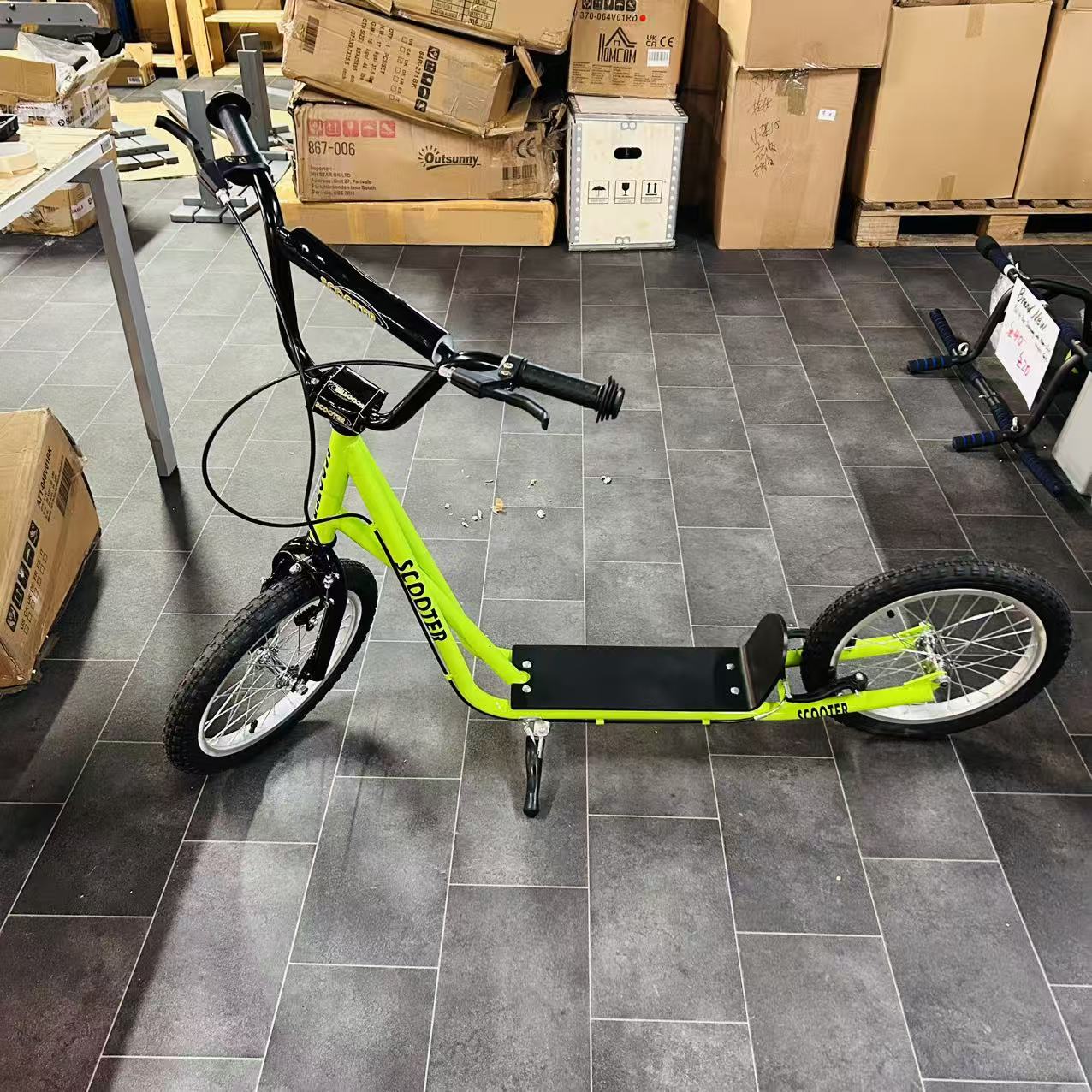 Kick Scooters for Kids with Adjustable Height, Anti-Slip Deck, Dual Brakes, Rubber Tyres, for Boys and Girls Aged 5+ Years Old - Green