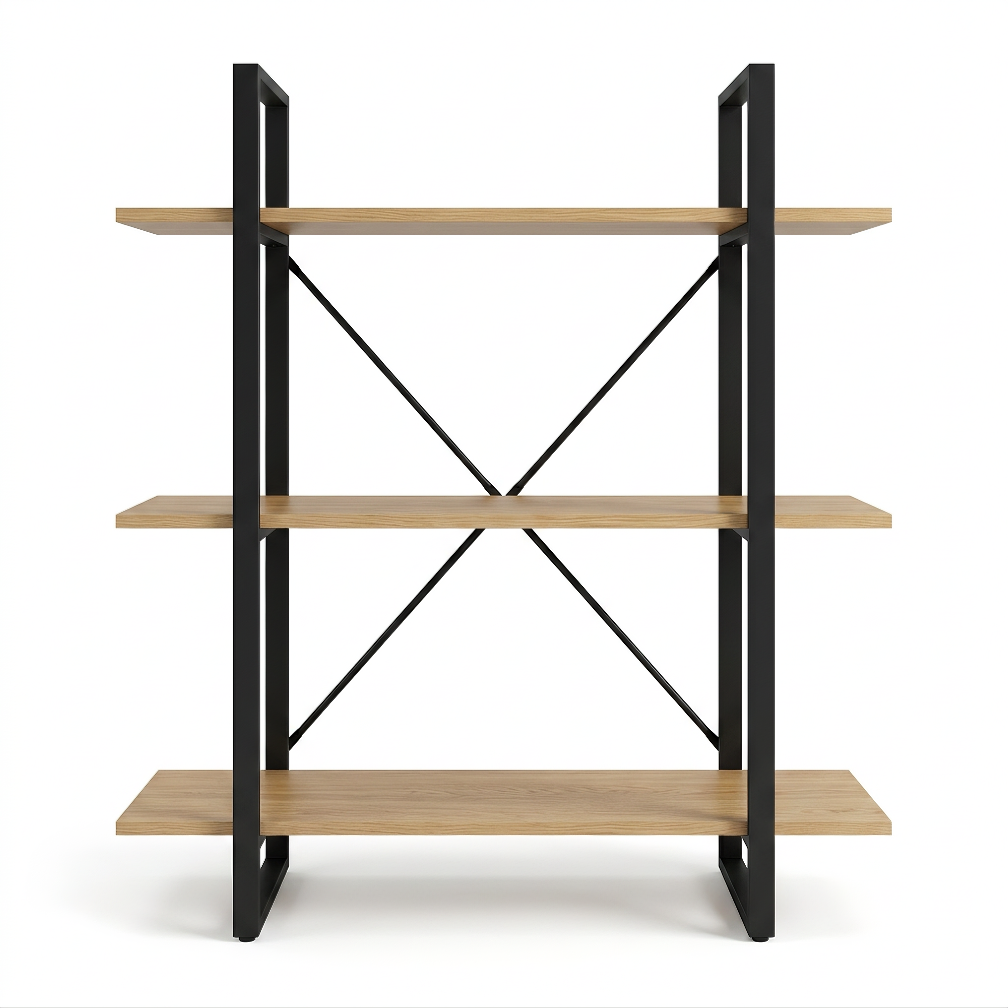 TOYTAKE2 4-Tier Industrial Bookshelf | Wooden Storage Shelf | Metal Bookcase | Display Shelving Unit | Oak & Black