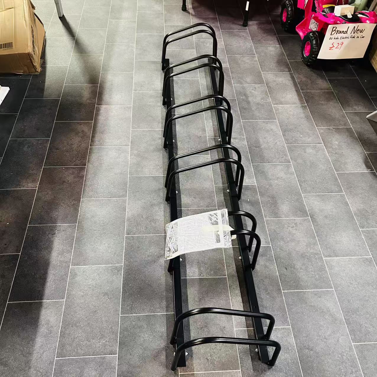 ike Stand Parking Rack Floor or Wall Mount Bicycle Cycle Storage Locking Stand 179L x 33W x 27H (6 Racks, Black)