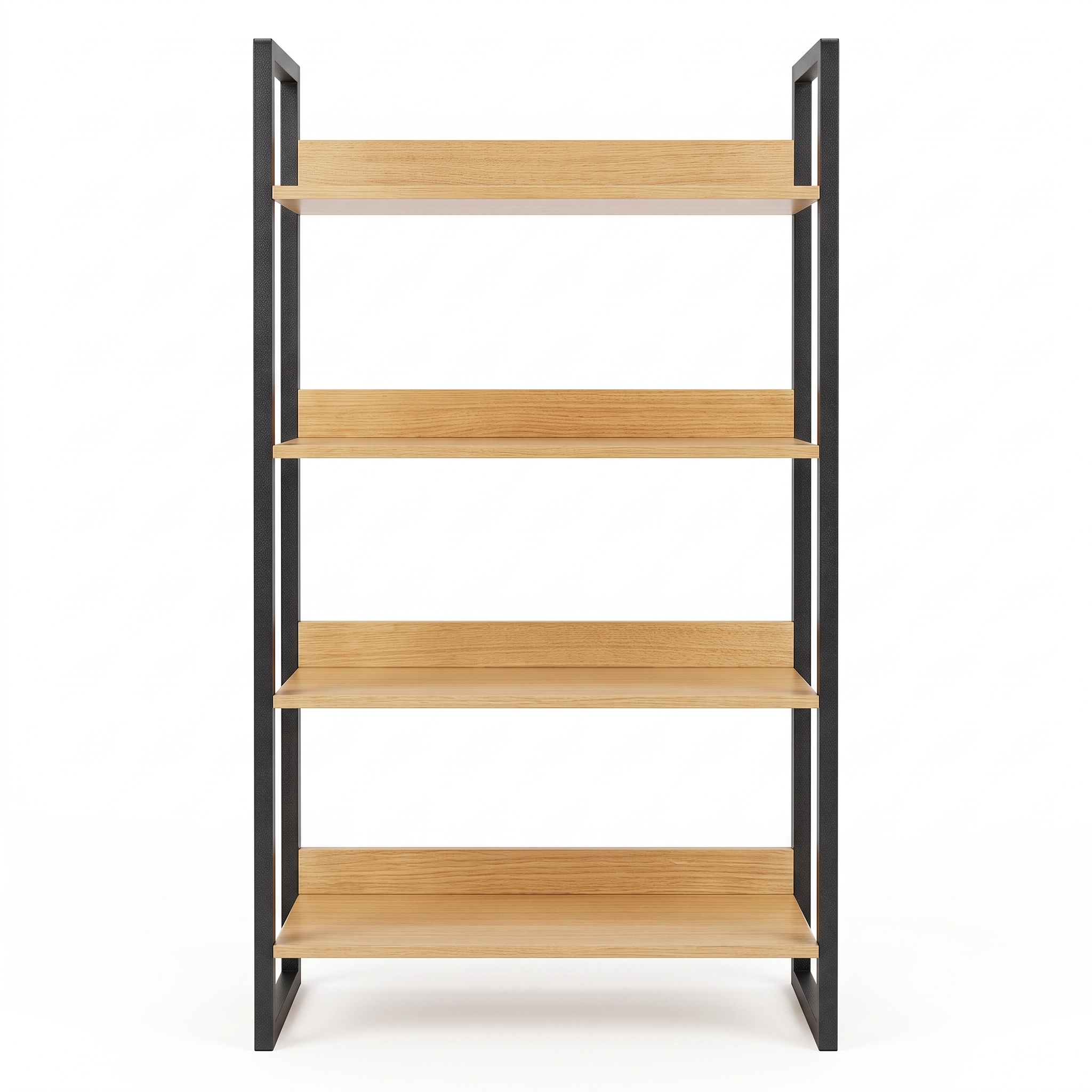 TOYTAKE2 4-Tier Industrial Bookshelf | Wooden Bookcase | Display Storage Shelf | Steel Frame | Oak & Black