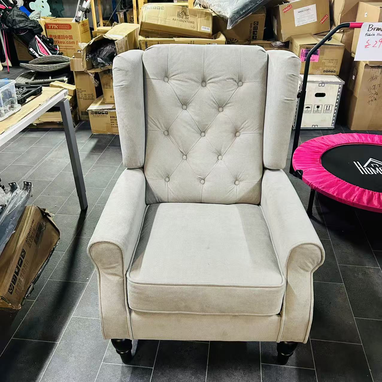 Wingback Accent Chair, Retro Upholstered Button Tufted Occasional Chair for Living Room and Bedroom
