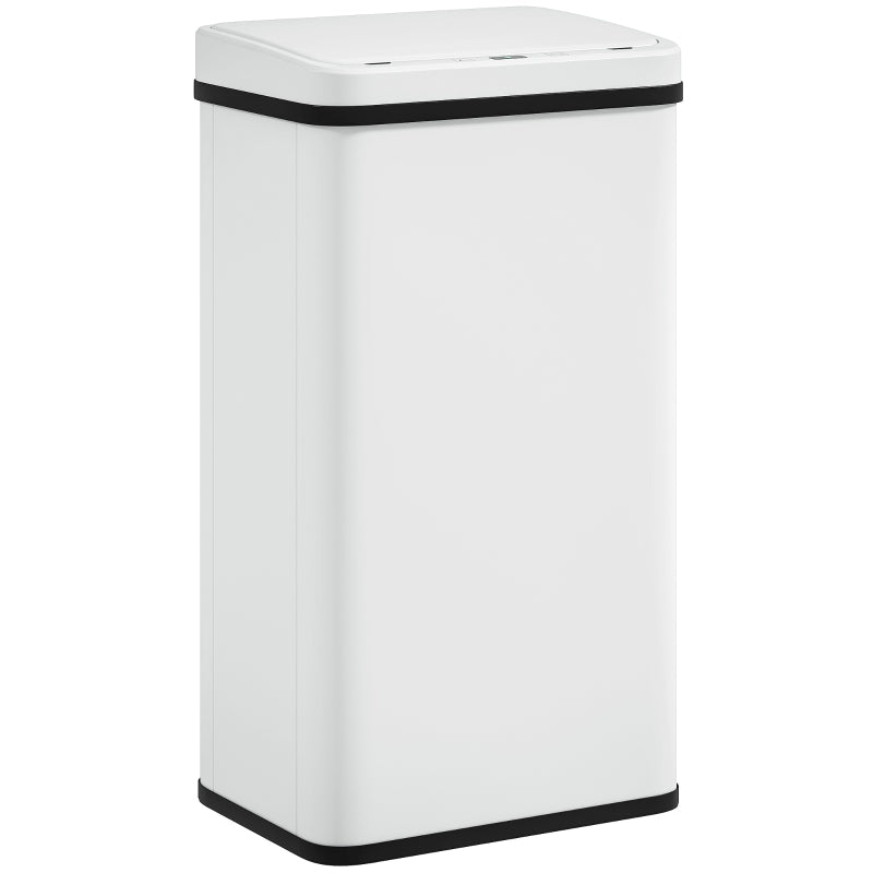 HOMCOM 50L Sensor Bin with Soft-Close Lid, Stainless Steel Automatic Touchless Motion Sensor Kitchen Bin, White