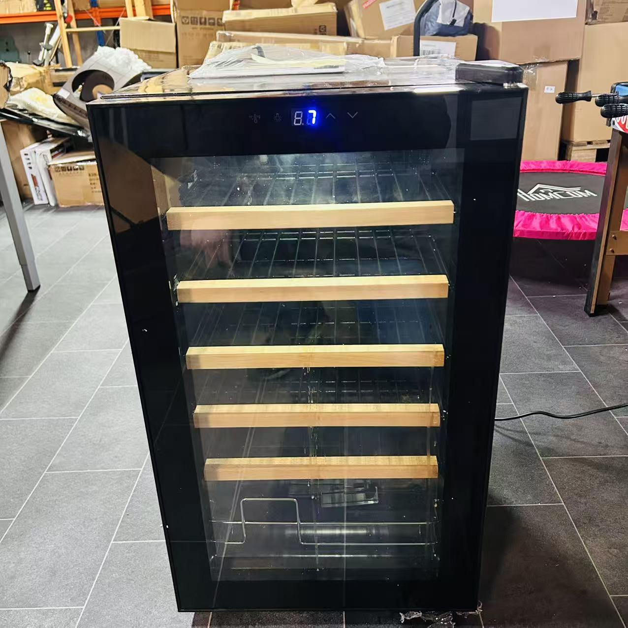24 Bottle Wine Fridge, 65 Litre Capacity, 43cm Freestanding Wine Cooler Fridge with Glass Door, LED Light, Digital Touch Screen, Temperature Control, Black