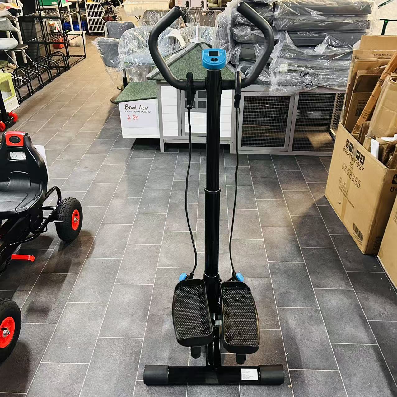Adjustable Twist Stepper Fitness Step Machine, LCD Screen, Height-Adjust Handlebars, Home Gym, Black and Blue