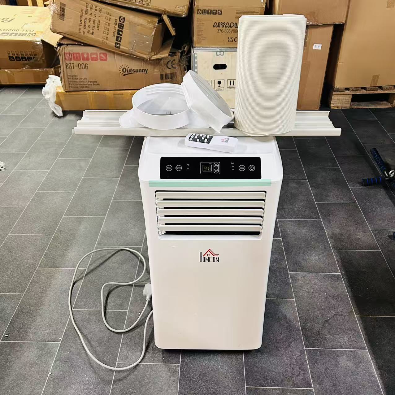 10000 BTU Air Conditioning Unit, 3-in-1 Portable Air Conditioner, Dehumidifier, Cooling Fan with Remote Control, Digital Display, 2 Speeds, 24H Timer, Window Venting Kit, 30m²