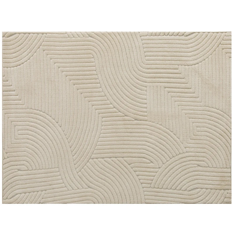HOMCOM Modern Geometric Rug, Thick Plush, Non-Slip, 200 x 140 cm, Cream, Living Room, Bedroom, Office