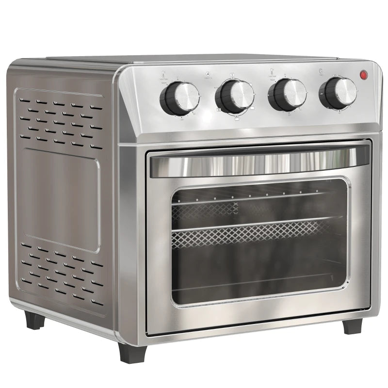 HOMCOM 24L Air Fryer Oven, Mini Oven, Oil Free Cooking, Grill, Roast, Bake, with Adjustable Temperature, Timer, Touch Screen, Dishwasher Safe, 1600W, Silver