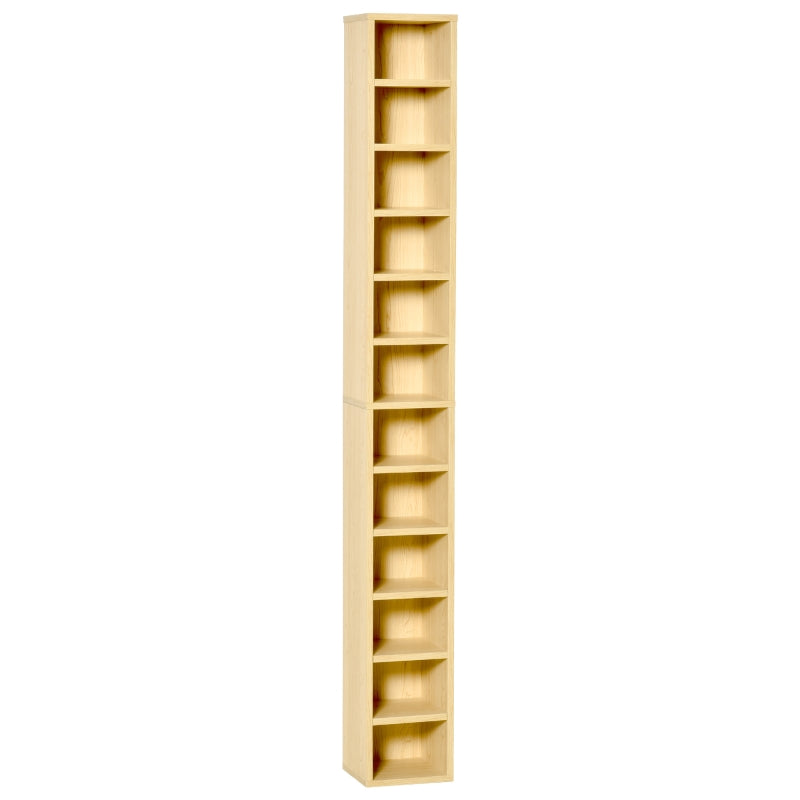 HOMCOM 204 CD Tall Narrow Media Storage Tower - Oak Tone