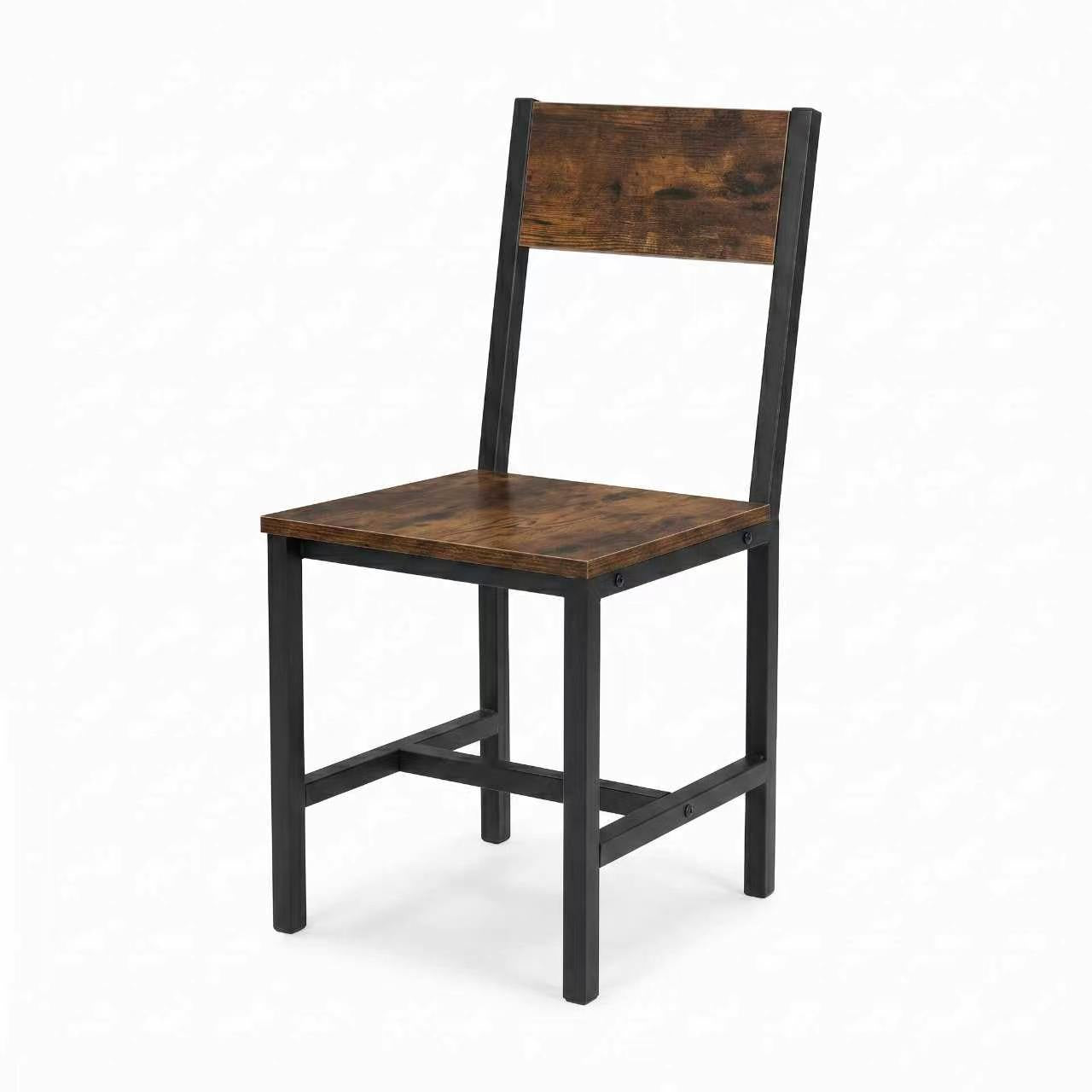 TOYTAKE2 Industrial Dining Chair | Rustic Brown Kitchen Chair | Wooden Seat Metal Frame Chair | Dining, Office & Study Chair
