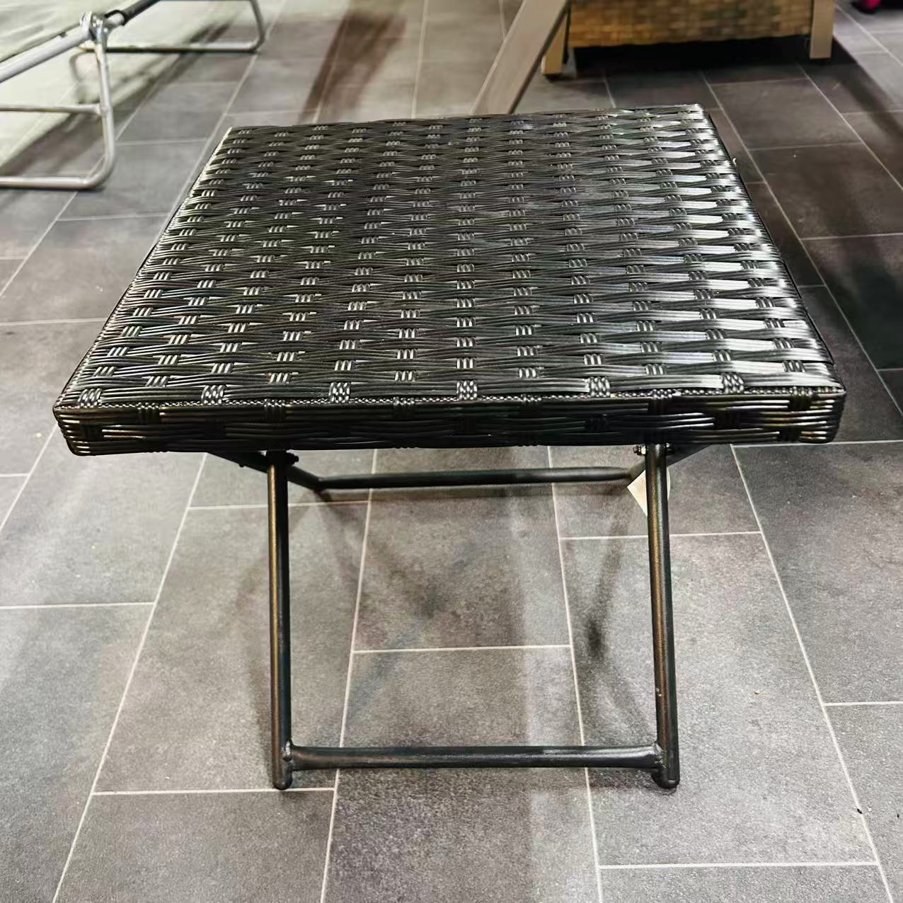 quare PE Wicker Rattan Folding Table - Black