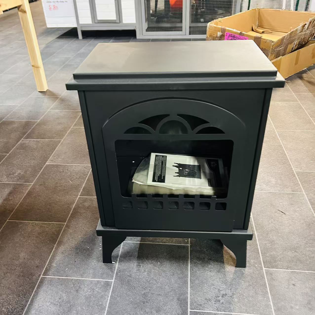 Free Standing Ethanol Fireplace, Bioethanol Heater Stove Fire with 0.9L Tank, 3 Hours Burning Time, Black