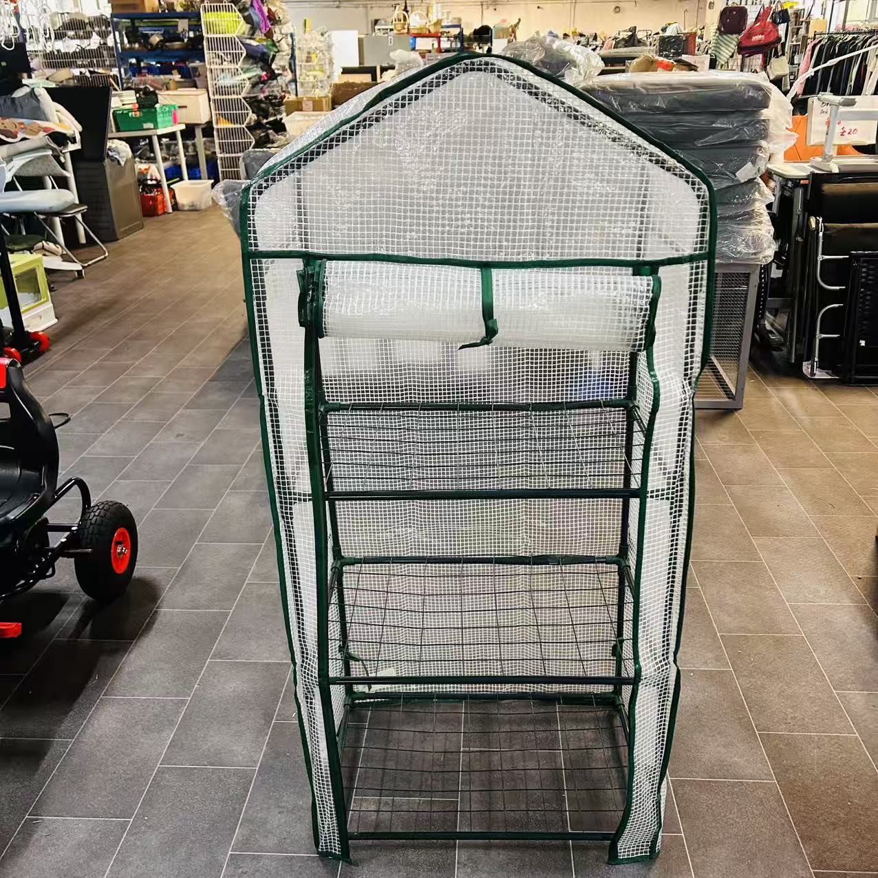 Mini Greenhouse, Portable Compact Green House with Steel Frame, PE Cover, Roll-up Door,58*38*128