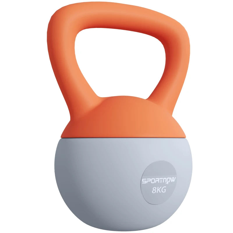 SPORTNOW 8KG Soft Kettlebell, Kettlebell with Non-Slip Handle for Home Gym, Weight Lifting, Strength Training, Orange/Grey